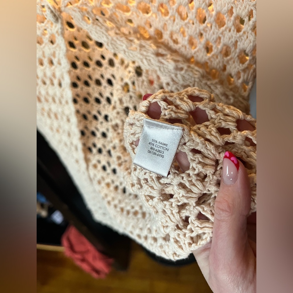 Christopher & Banks Hand-Crocheted Cream Short Sleeve Cardigan - Picture 8 of 8